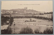 France Lyon Place Bellecour et Coteau de Fourviere Real Photo Postcard picture