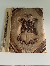 VTG New Handmade Butterfly Leaf Bark Photo Album Scrapbook Tropical Gift Decor picture