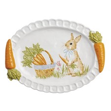 Mud Pie Easter Carrot Handle Platter, White picture
