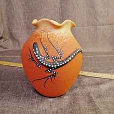 Zuni Pottery Deldrick Lorenda Cellicion Lizard Native American Signed Vase Mint picture