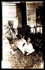 RPPC, Early 1900's, Three Young Children Sitting on the Grass--Postcard G219 picture