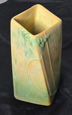 Roseville Futura Green 1928 Vintage Art Deco Pottery Ceramic Twist Vase 398-6 picture