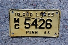 1966 Minnesota MC MOTORCYCLE License Plate picture