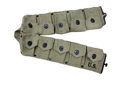 U.S. Army WWII Springfield M1 Garand 10 Pocket Canvas Belt-LIGHT OLIVE picture
