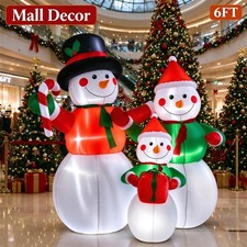 6FT Christmas Inflatable Snowman Family Decorations Blow Up with Rotating Lights picture