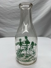 Antique Green Pyro Quart Milk Bottle,