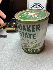 Vintage oil cans Full Metal 1 Qt Quaker State Deluxe Motor Oil Can, see pics  picture