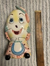 Vintage Rare Enesco Mrs. Humpty Dumpty Anthropomorphic Wall Pocket picture