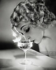 Vintage 1920s Photo Art Woman Sipping Champagne 8x10 Photo Roaring 20s Bar Art picture