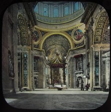 Glass Magic Lantern Slide ROME NO32 ST PETERS INTERIOR C1890 VICTORIAN PHOTO  picture