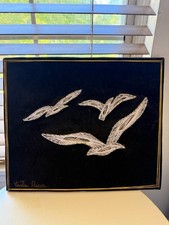 Vtg Costa Rica String Art Seagulls Framed By Gloria-Umsatz Austria Mid Century picture