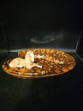 Vintage Mid Century Modern Colorful Ashtray With A Horse Figurine picture