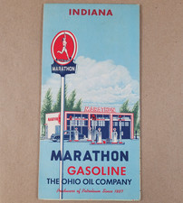 1956 Marathon Oil Indiana Vintage Road Map Gas and Oil Advertising Petroliana picture