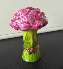 Limoges France Handmade Hand Painted Porcelain Pink Rose Bouquet Trinket Box picture