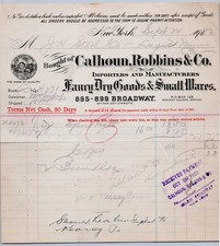 1923 Calhoun Robbins & Co Billhead New York NY Lion Brand Yarns Dry Goods picture