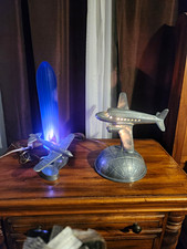 Vintage pair of art deco frankart style aviation themed revival lamps picture