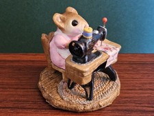 Retired Wee Forest Folk Miss Bobbin Seamstress (1979) Pink Dress Signed - Mint picture