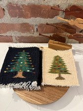 Vtg Zapotec Christmas Tree 6 Hand Woven Wool Coasters 2Sided Southwestern picture