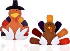 Thanksgiving Turkey Decor, 2PCS Fall Tabletop Wooden Signs for Home, 2pcs  picture