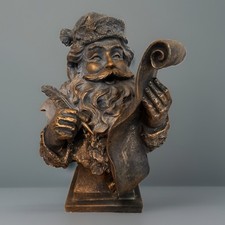Mark Roberts Style 16” Bronze Gold Antiqued Santa Clause Bust Holiday Christmas picture