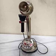 Handmade Antique Silver Finish Sold Brass Rotary Dial Home Decor Telephone Gift picture