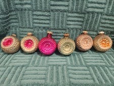 Vintage Glass Double Indent Bumpy Christmas Ornament Shiny Brite Set Of 6 picture