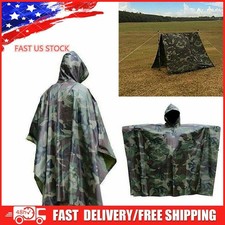 US Military Woodland Ripstop Wet Weather Raincoat Poncho Camping Hiking Camo picture
