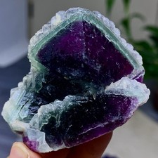112G Natural transparent purple Phantom cube Fluorite Crystal Mineral/China picture