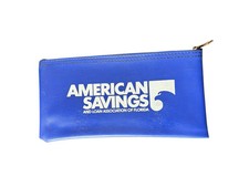 Vtg American Savings And Loan Florida Bank Deposit Money Pouch 10” Zip Bag Blue picture