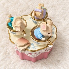 Vintage 1993 Enesco Tea for Two Music Box Mice Spinning Teacups Cottagecore Gift picture