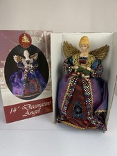 Enchanted Forest 14” Christmas Angel Tree Topper Purple Gold Sequins w/ Box picture