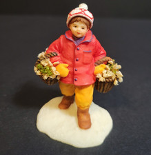Holiday Time Santas Workbench Christmas Village Carrying Baskets of Flowers picture