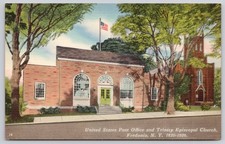 Fredonia New York NY Post Office Trinity Episcopal Church Postcard c1950s picture