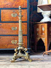 impressive antique 19th century gilt brass lamp base  picture