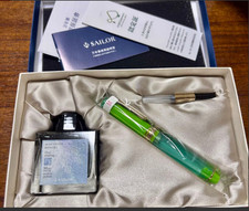 [New] SAILOR Pro Gear Slim Fountain Pen Manyo II Grass 14K F Nib w/Ink HINOKI picture