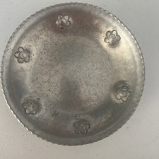 VINTAGE HAMMERED ALUMINUM Hand Wrought Floral Tray Dish B.W. Buenilum  MCM Flowe picture