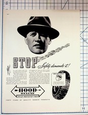 Vintage 1940s Hood Tires Magazine Ad Man Fedora Cars Safety Ohio California picture
