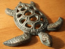 Sea Turtle Figurine Rustic Cast Iron Nautical Coastal Wall Plaque Beach Decor picture