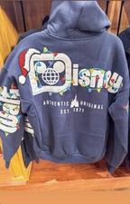 Disney Parks 2026 WDW Christmas Holiday Lights Zip Up Hoodie Size Large New picture