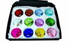 Tripact 12pc 30 mm Round Diamond Shaped Jewel Crystal Paperweight Box Set picture