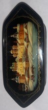 Ukrainian Hand painted Lacquer Landscape Mini Jewelry Box Signed Trinket Box picture