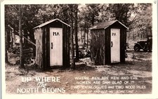 Vintage Postcard North Woods Outhouse Humor RPPC picture