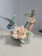 Hummingbird Floral Porcelain Figurine Vintage 6 Inches Tall picture