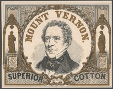 Mount Vernon Superior Cotton Original American Textile Label - Boston 1850s picture