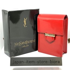 Auth Vintage YVES SAINT LAURENT Red Women's Leather Cigarette Case Bag W / Box picture