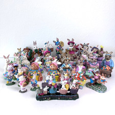 LRG Easter Bunny Rabbit Figurines Assortment Painted Resin Multicolor 35+ Lot picture