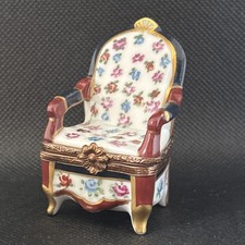Limoges Chair Elegant Floral Trinket Box picture