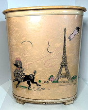 Pearl Wick Fifi Poodle in Paris Rustic Laundry Hamper Vintage Retro 1950's /Rare picture