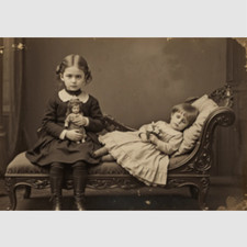 Two Girls Photo Print Post Mortem Child Victorian 4 by 6 Photograph Print picture