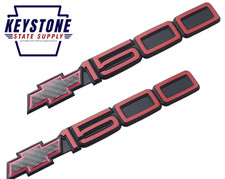 1992 1993 Chevy Silverado 1500 Red Door Emblems 3D Badge Decal Replacement 2pc picture